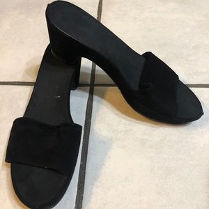 Black suede sandals